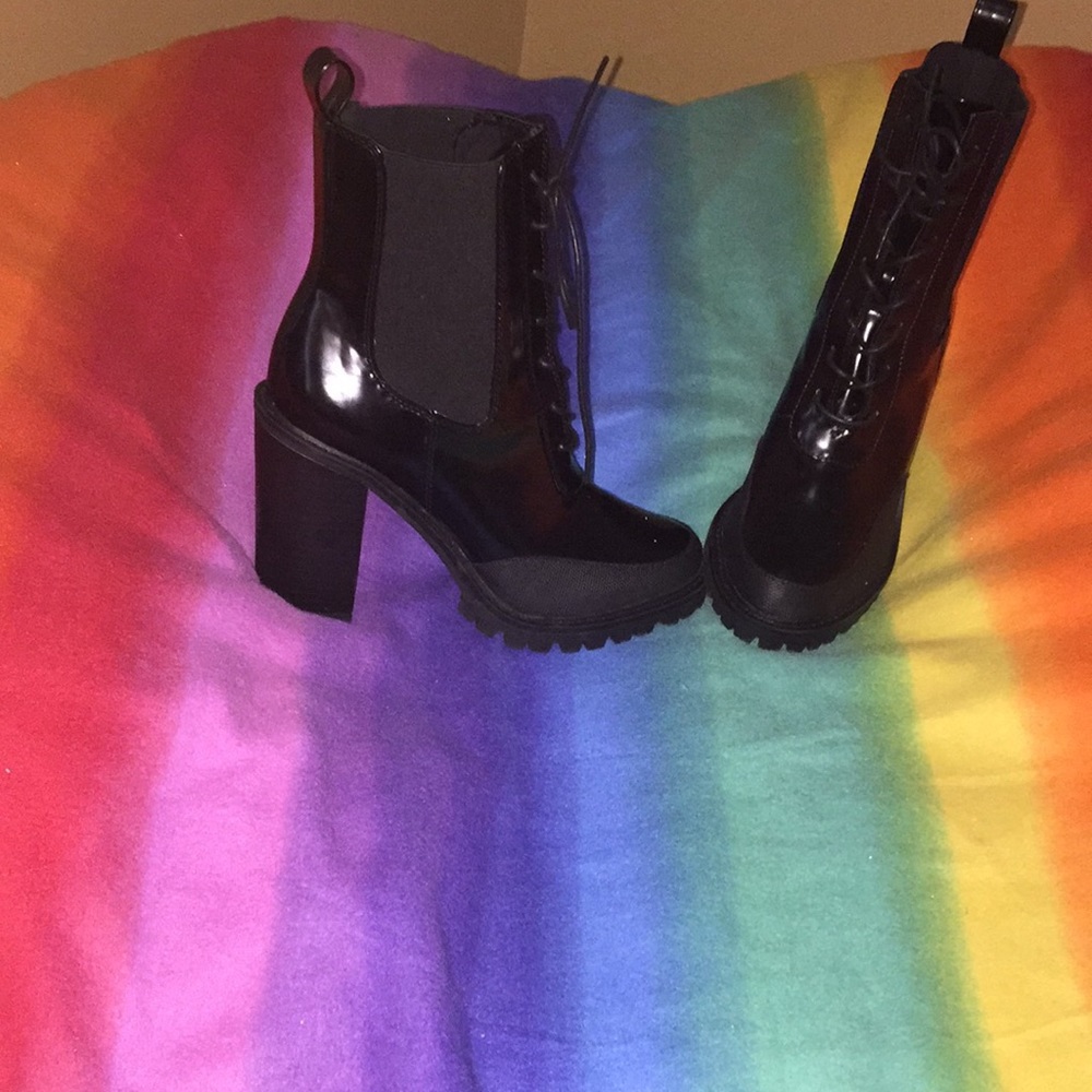 All black lace boots